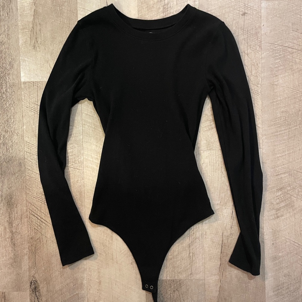 Abercrombie and Fitch Black Ribbed Bodysuit Size M